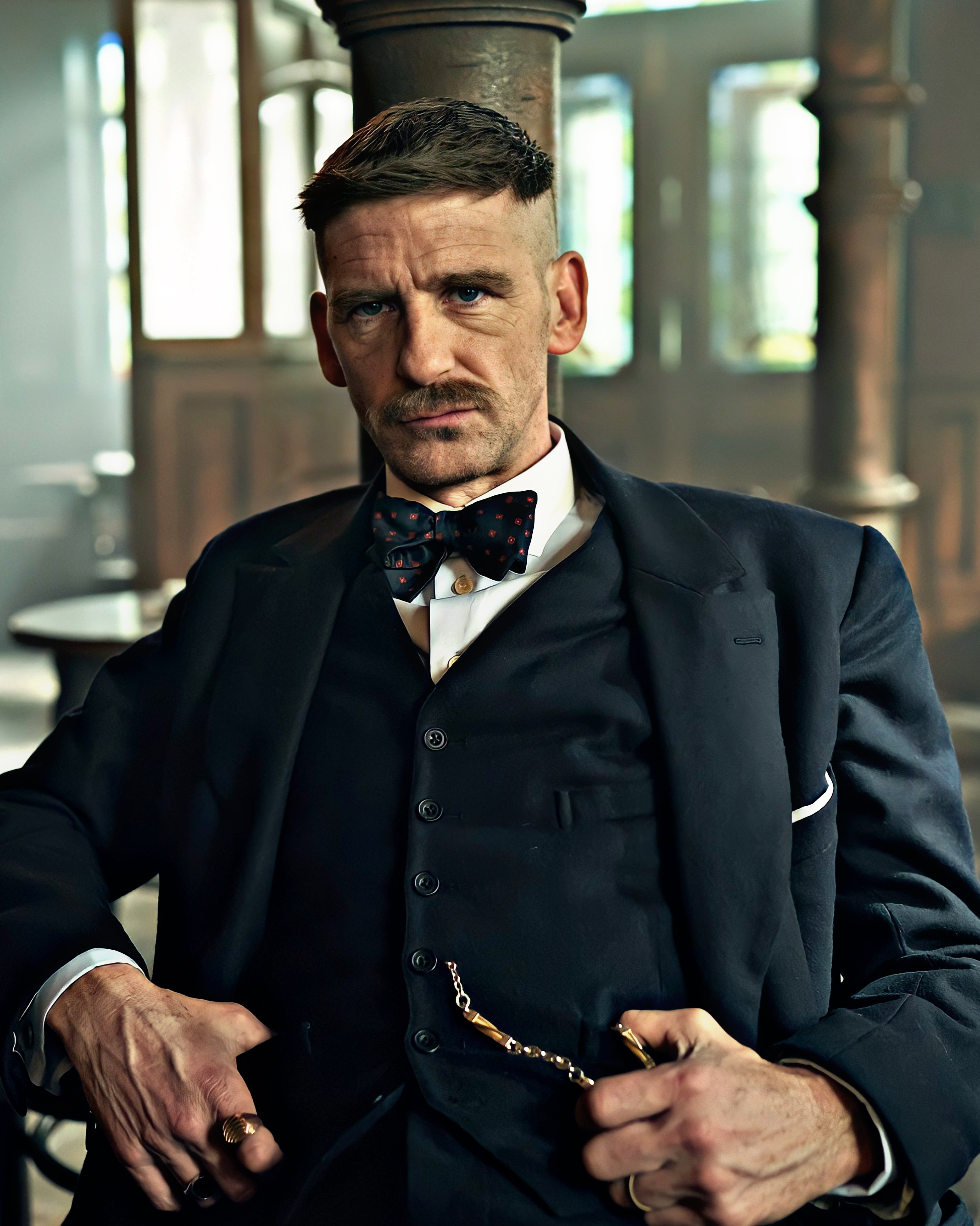 Peaky Blinders - Tommy's Charcoal Herringbone Suit and Model T » BAMF Style